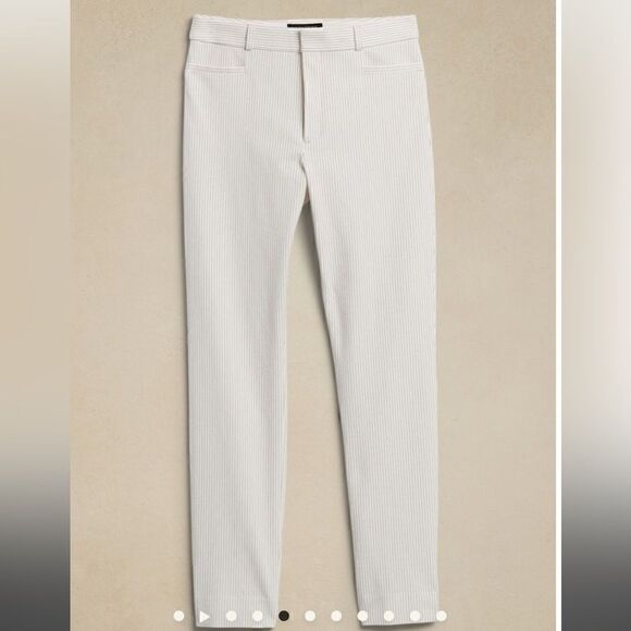 Banana Republic White with thin grey stripes full length high rise Sloan Pants - Picture 3 of 9